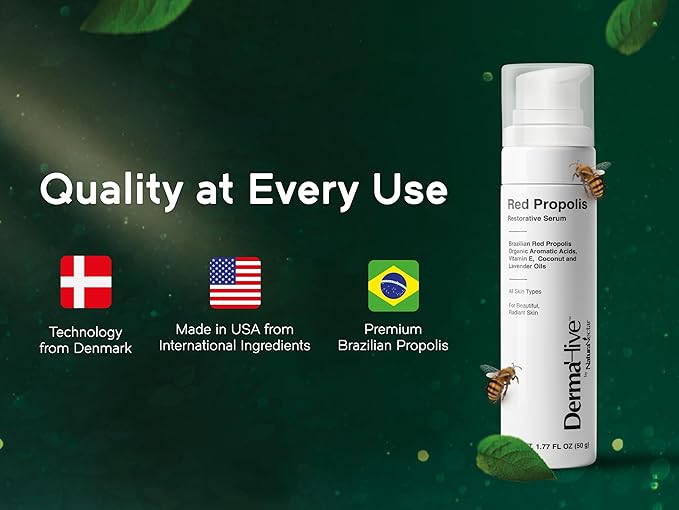 DermaHive - Red Propolis Restorative Serum with Vitamin E, Antioxidants & Lavender Oil, Anti Aging Face Serum for Women & Men, Antioxidant, Skin Repair, Glowing Skin, Scar Removal, Airless Pump - 50g