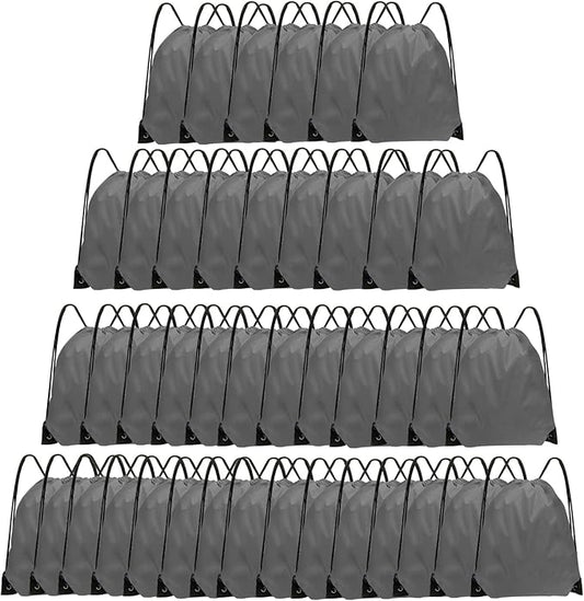 Drawstring Bags 42 Pcs Drawstring Backpack Bulk String Backpack Cinch Bag Sackpack for Men Women Gym (Gray)