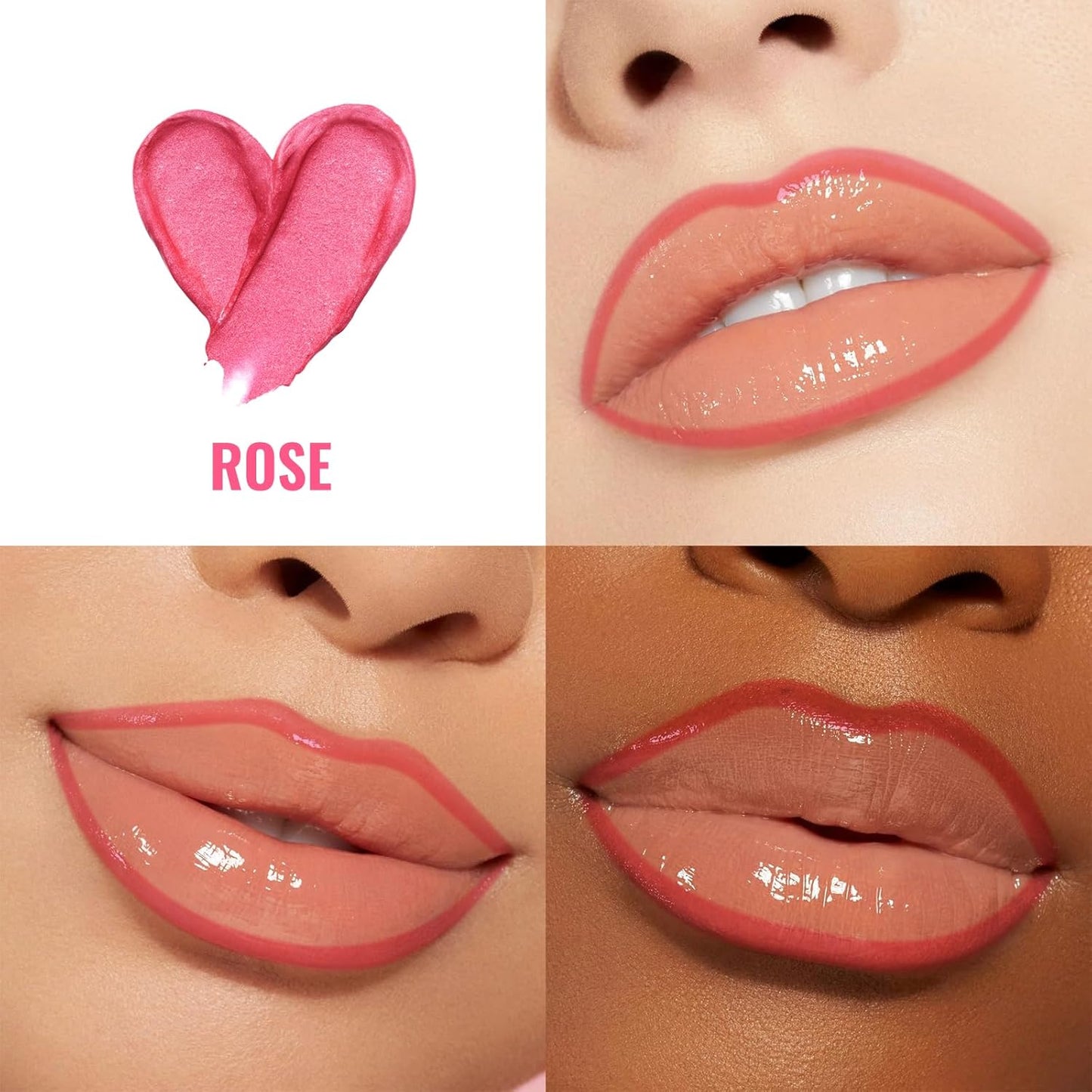 Lip Stain - Lip Liner Stain, Long Lasting Peel Off Lip Stain, Natural Peel Off Lip Liner Stain with Tweezer, Easy to Use, Waterproof, Smudge-proof, Transfer-proof, Rose