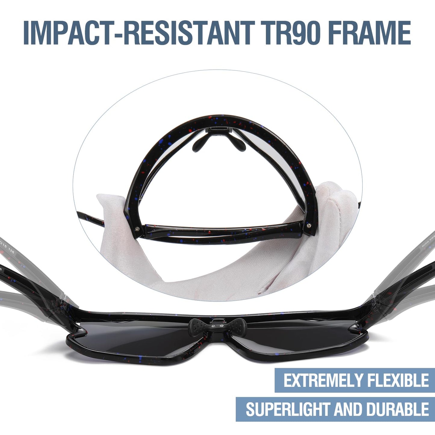 DUCO Kids Sunglasses Youth Baseball Sun Glasses Lightweight TR90 Frame UV400 Sports Cycling Shades for Boys Girls DK268