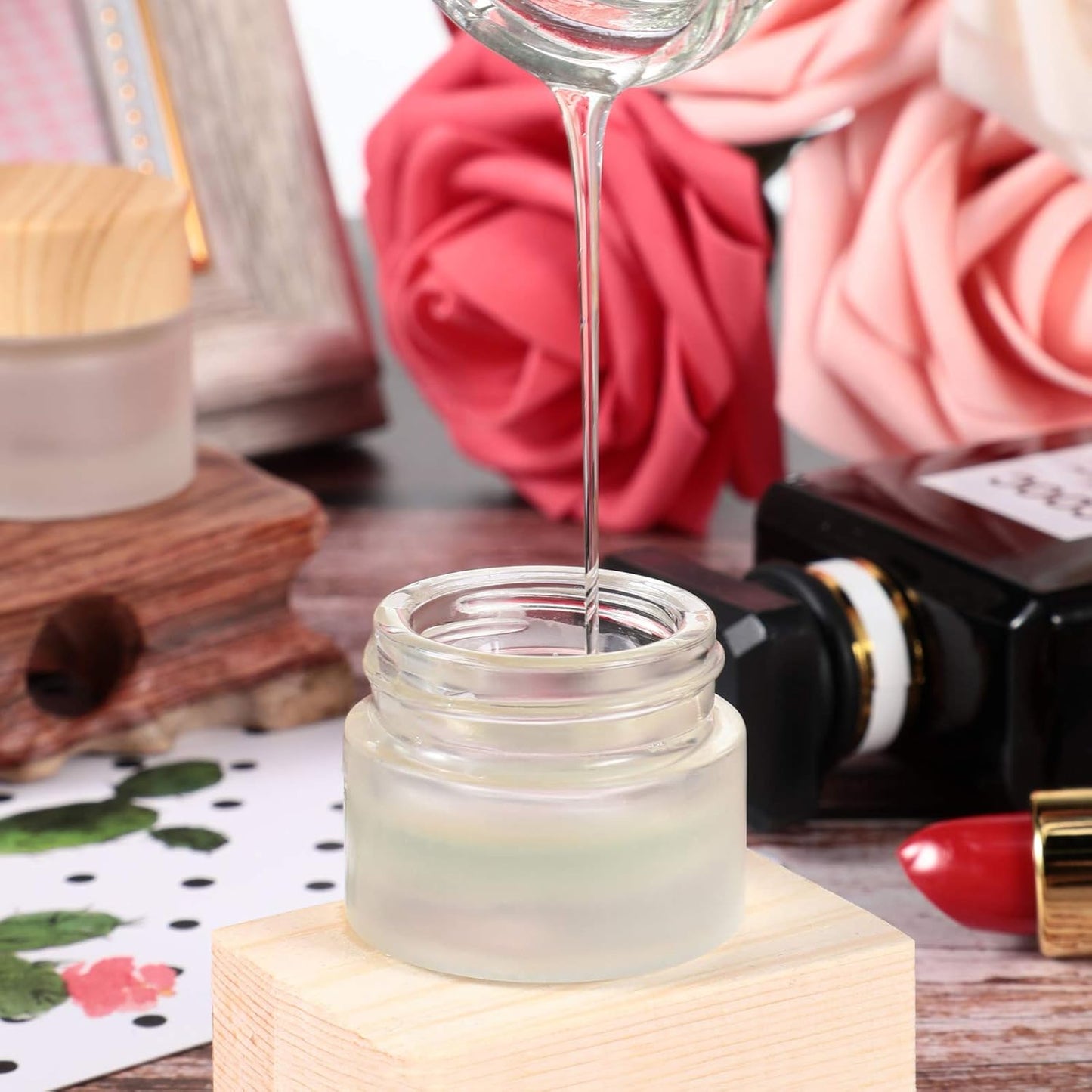 Geiserailie 10 Pieces Glass Cosmetic Containers Empty Sample Jars with Leak Proof Lids Makeup Sample Containers for Lotion Cream Cosmetic (5 Gram)