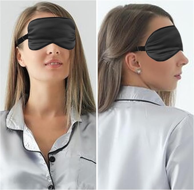 10 Pcs Sleep Mask, Natural Silk Eye Mask Cover 3D Adjustable Strap Sleeping Mask Comfortable Soft Elastic Bands Eye Shade Cover for Travel Sleeping All Night Sleep
