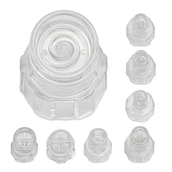 Elitzia Plastic Hydro Dermabrasion Microderma Heads Hydro Facial Aqua Peel Tips Water Peeling Caps Facial Care Skin Cleaning Tool Beauty Machine Replacement Spare Parts 8pcs Per Set（Transparent）