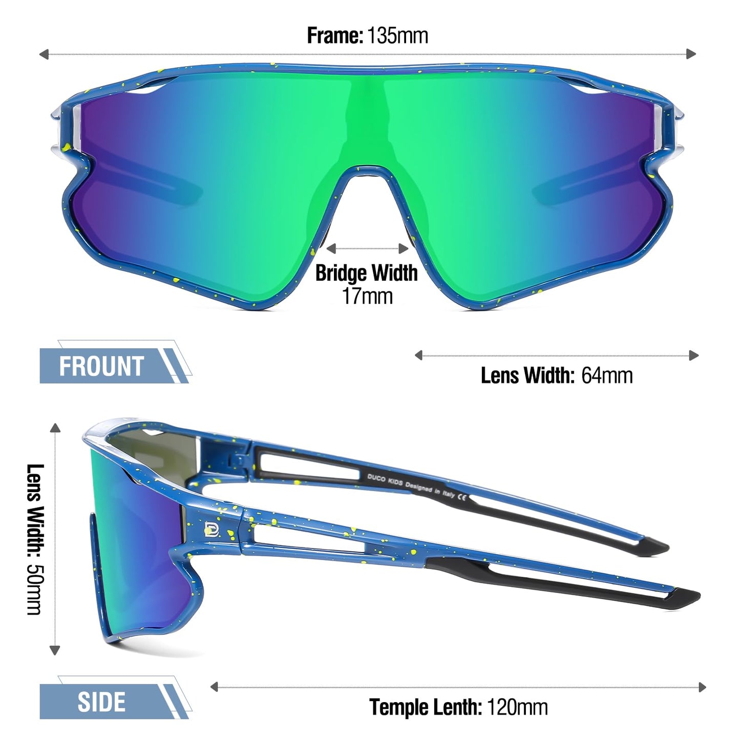 DUCO Kids Sunglasses Youth Baseball Sun Glasses Lightweight TR90 Frame UV400 Sports Cycling Shades for Boys Girls DK268