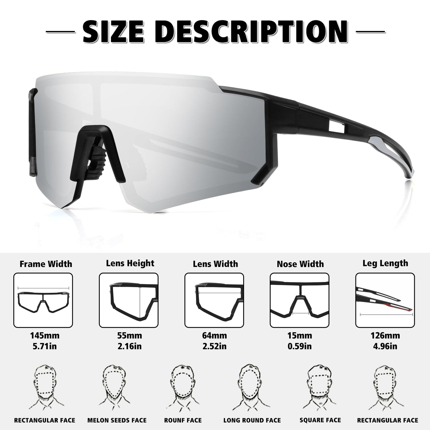 STORYCOAST Polarized Sports Sunglasses for Men Women,Bike Glasses Cycling Mountain Bike Sunglasses UV403 Protection Black-Silver