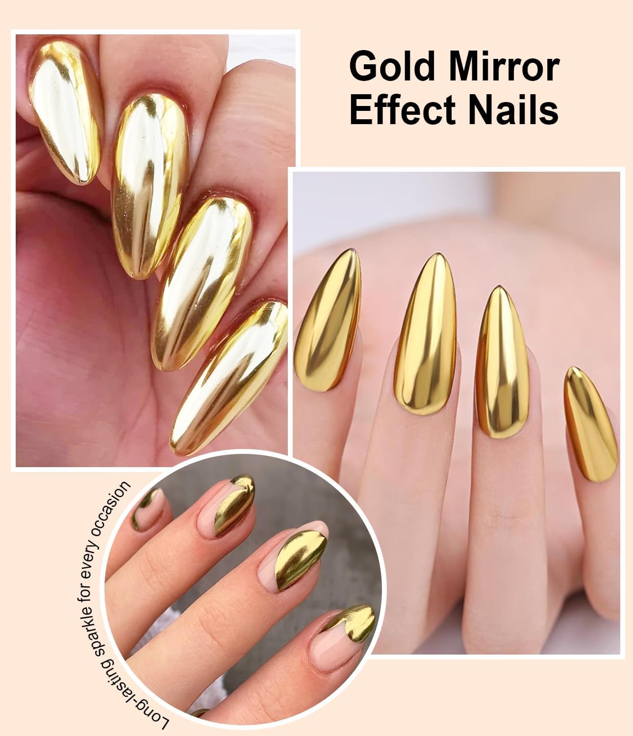 Chrome Powder for Nails: 6pcs Metallic Effect Chrome Powder Aurora Mermaid Iridescent Holographic Nail Powder Pigment Glitter Nail Powder Nailr Art Decoration