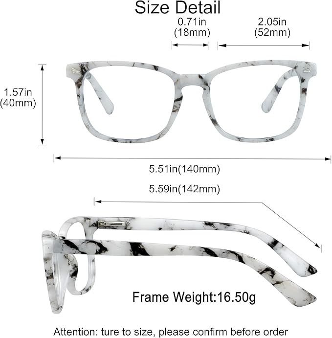 YEIN Bifocal Reading Glasses with Blue Light Blocking Lenses, Bifocal Reader for Women and Men, Vintage Square frame with Spring Hinge (+0.00/+1.50 magnification)