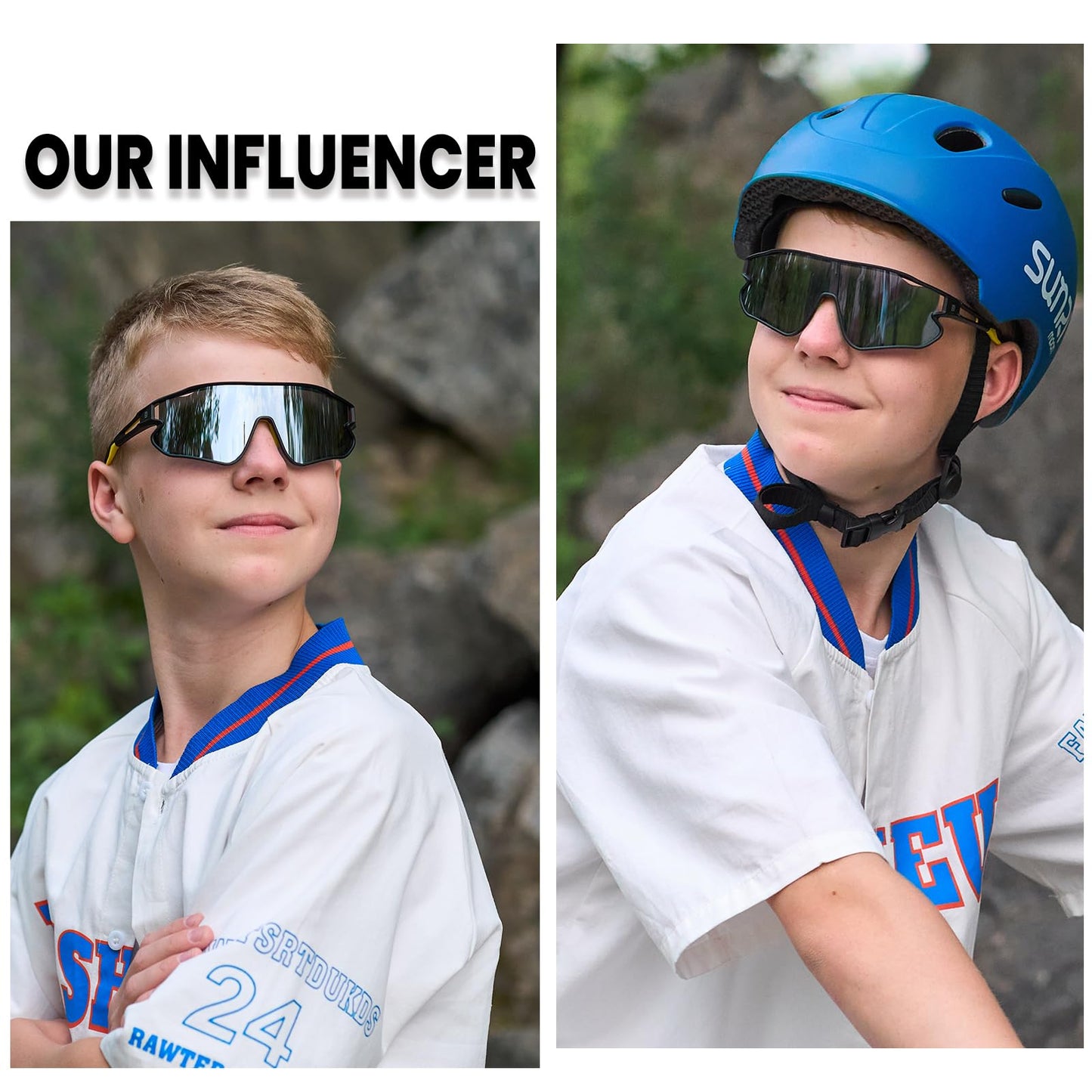 DUCO Kids Sunglasses Youth Baseball Sun Glasses Lightweight TR90 Frame UV400 Sports Cycling Shades for Boys Girls DK268