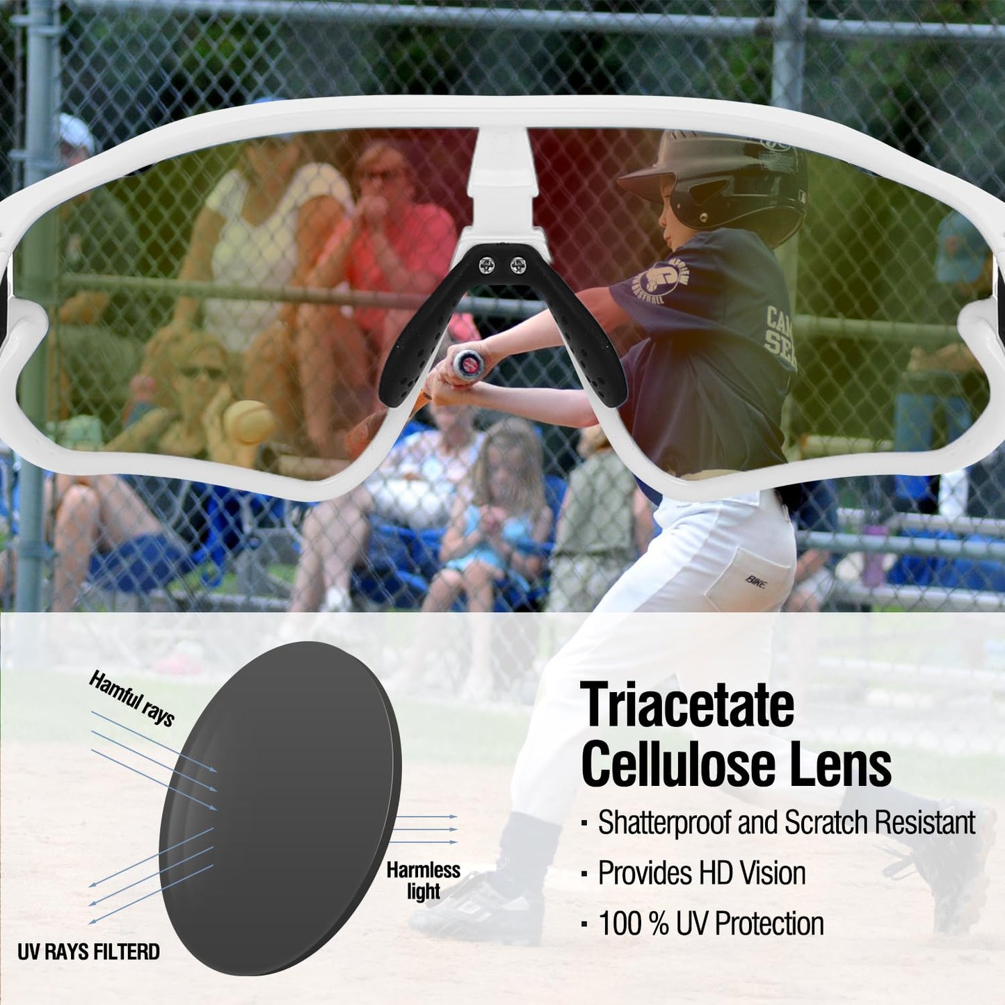 DUCO Kids Sunglasses Youth Baseball Sun Glasses Lightweight TR90 Frame UV400 Sports Cycling Shades for Boys Girls DK268