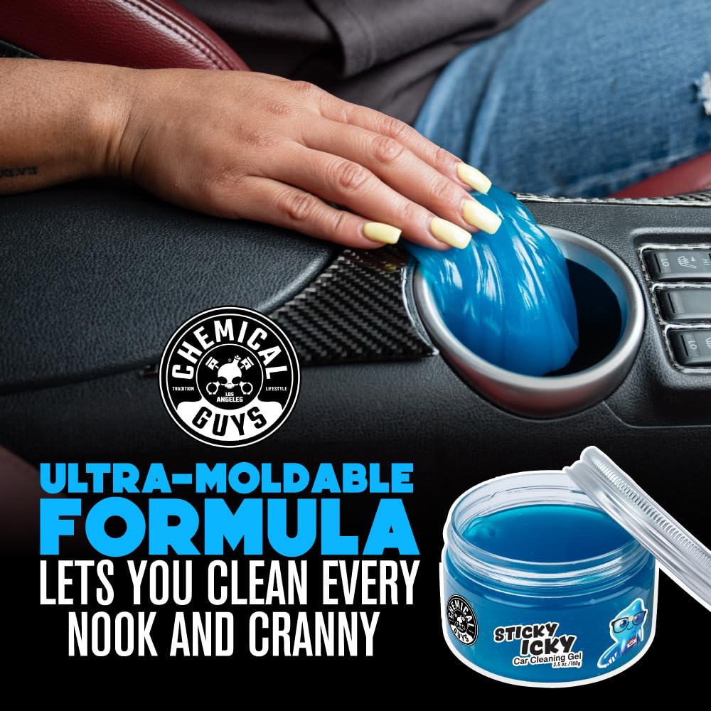 Chemical Guys Sticky Icky Car Cleaning Gel, Green Apple Scent - Detailing Gel for Vents, Keyboards, and More, 100g, 4 Pack