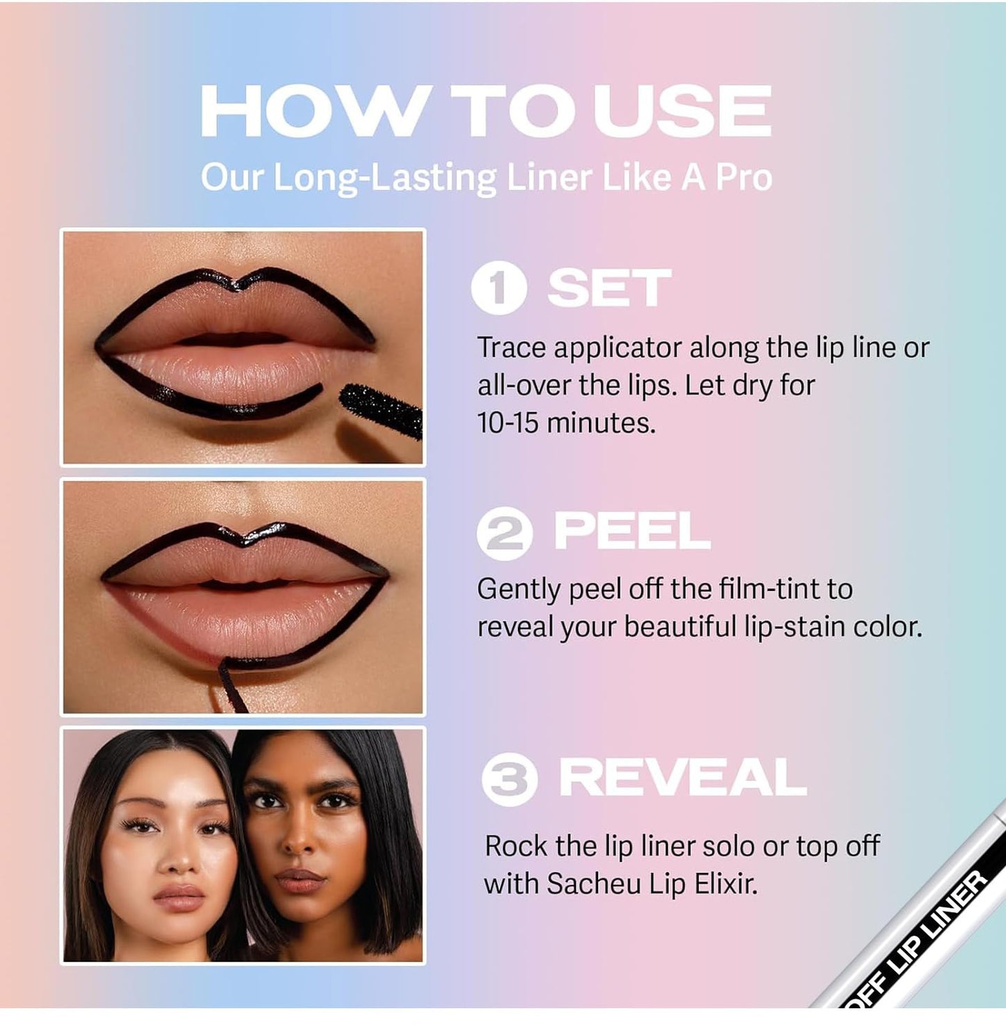 Longwear Peel-off Lip Stain Marker Peel Off with Vitamin E - Smudge-Resistant Lip Liner & Base for All Skin Types (07#)