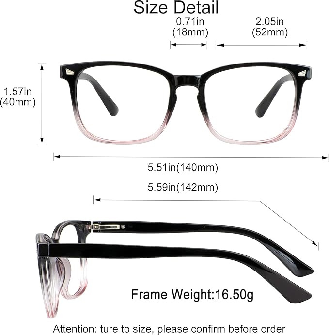 YEIN Bifocal Reading Glasses with Blue Light Blocking Lenses, Bifocal Reader for Women and Men, Vintage Square frame with Spring Hinge (+0.00/+1.50 magnification)