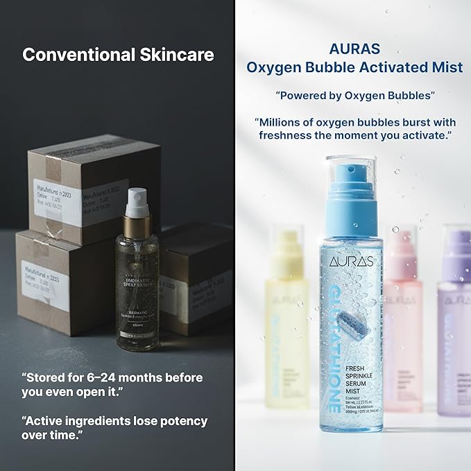 Auras Glutathione Brightening Face Mist K-Beauty | Fresh-Activated K-Beauty Spray Serum for Dull, Dry Skin, Hydrating Antioxidant Korean Skincare Toner & Setting Mist- 3.4 fl oz