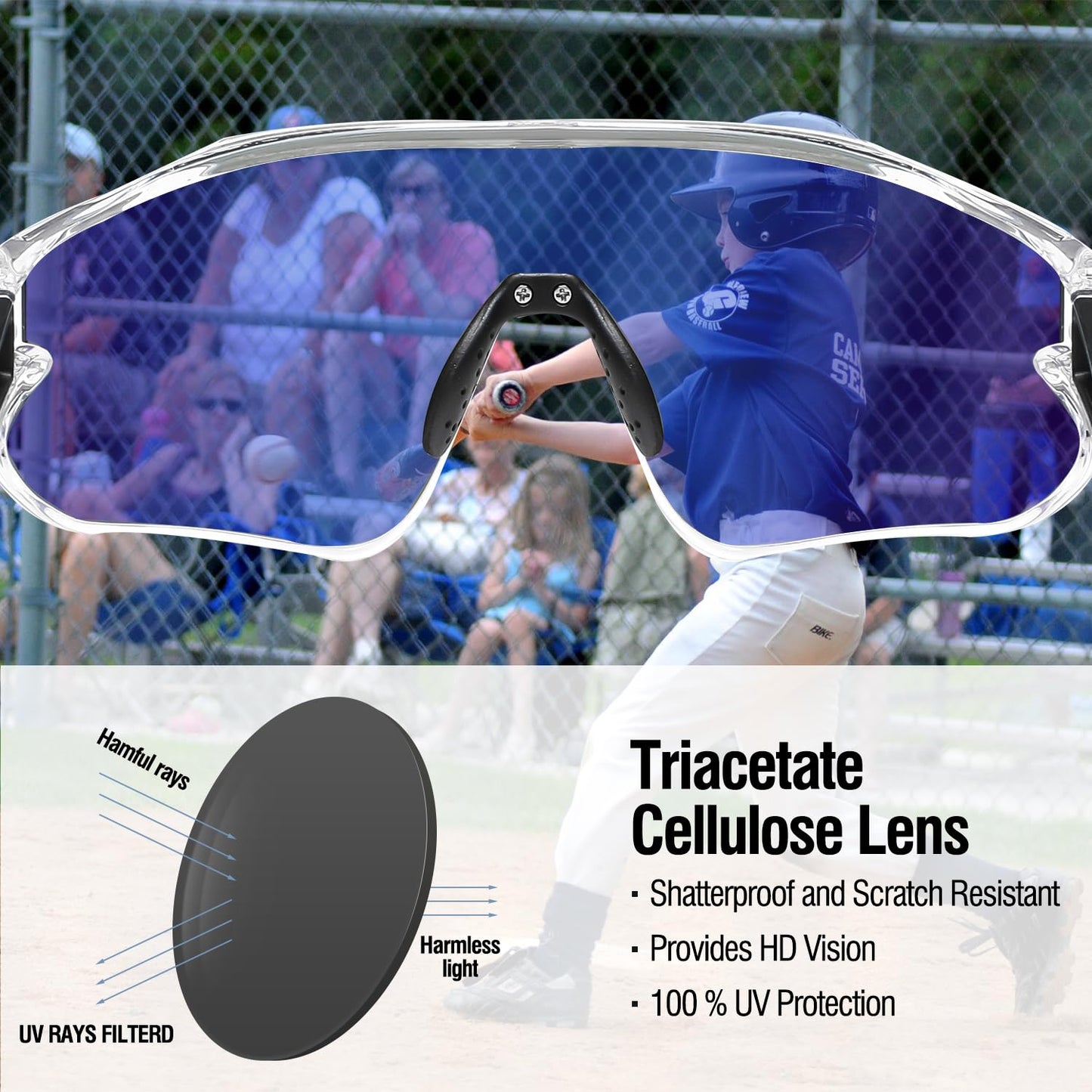 DUCO Kids Sunglasses Youth Baseball Sun Glasses Lightweight TR90 Frame UV400 Sports Cycling Shades for Boys Girls DK268