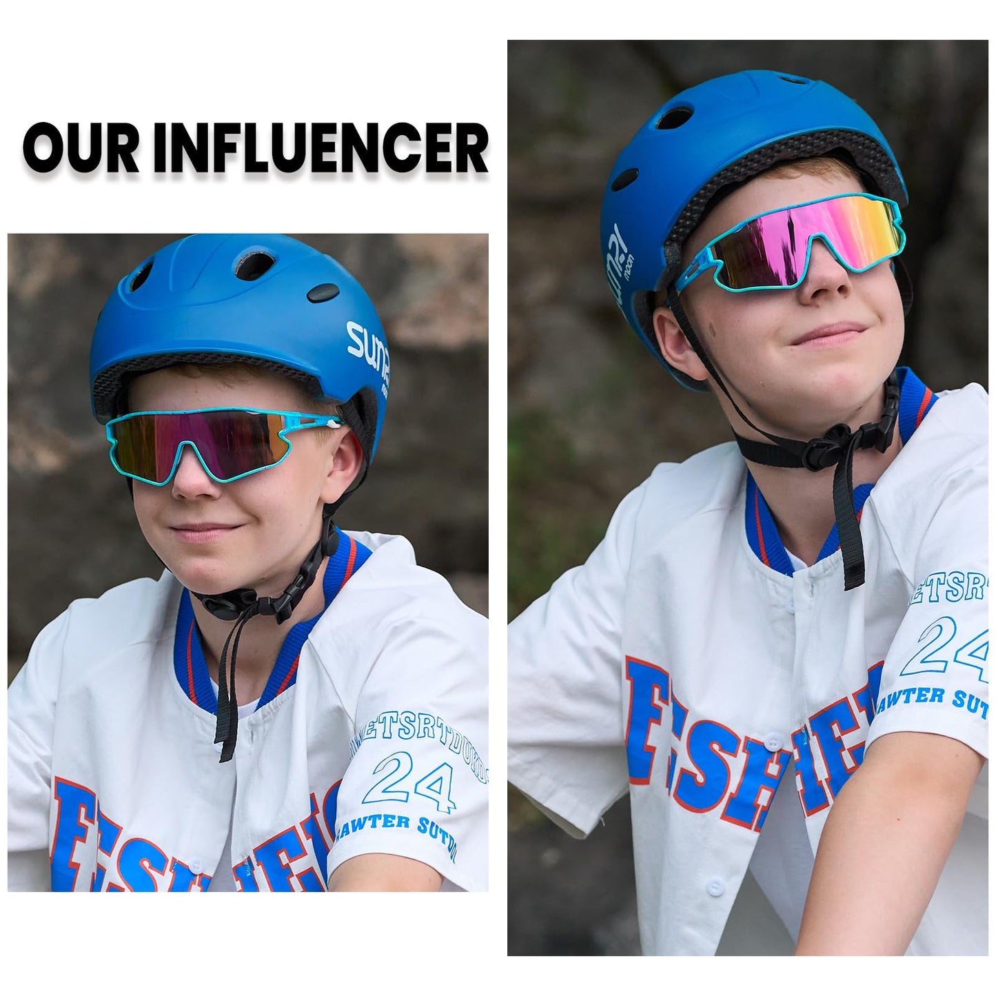 DUCO Kids Sunglasses Youth Baseball Sun Glasses Lightweight TR90 Frame UV400 Sports Cycling Shades for Boys Girls DK268