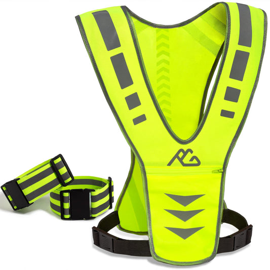 Reflective Running Vest Gear for Women Men Kids, Safety Reflective Vest for Night Cycling Walking Bicycle (Green)