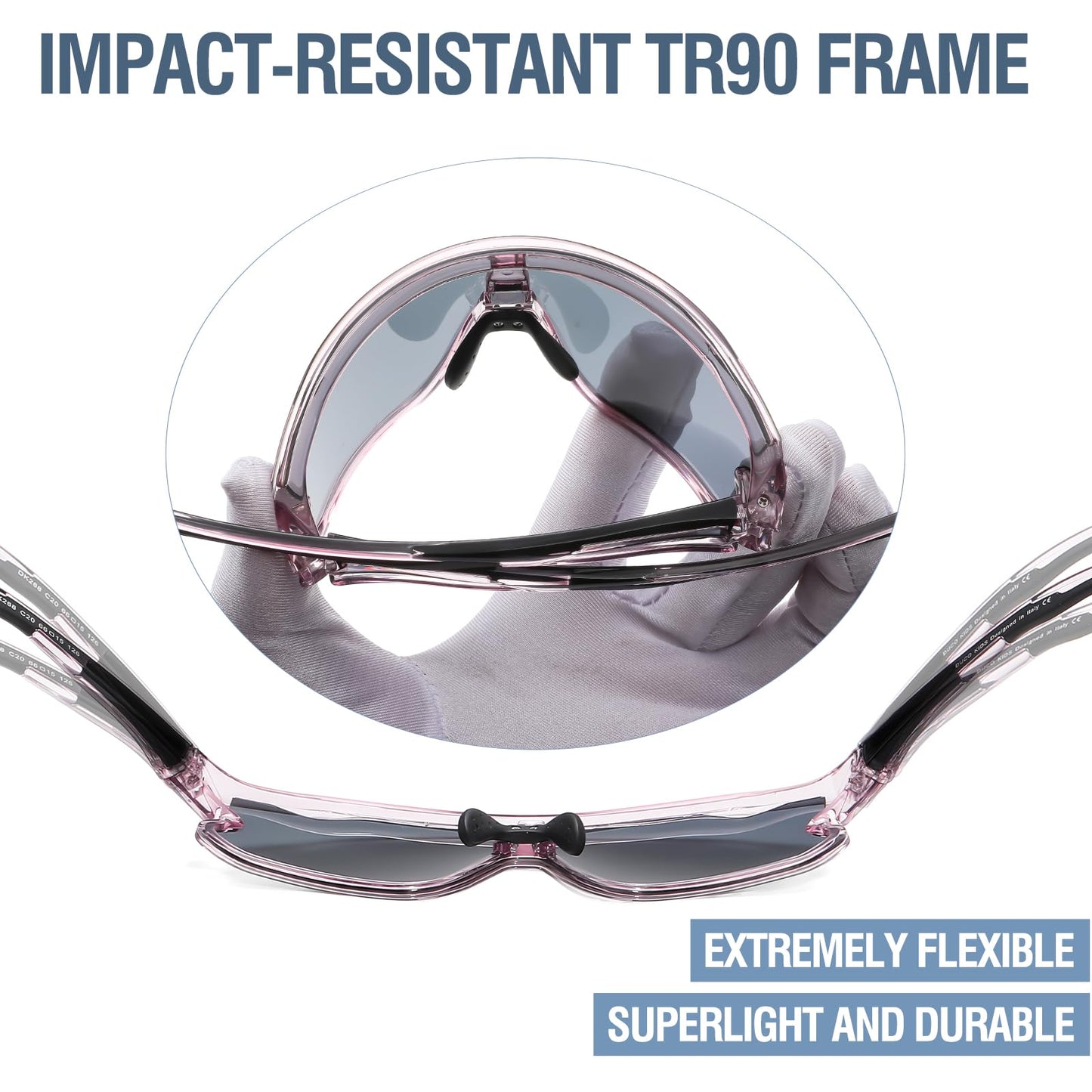 DUCO Kids Sunglasses Youth Baseball Sun Glasses Lightweight TR90 Frame UV400 Sports Cycling Shades for Boys Girls DK268