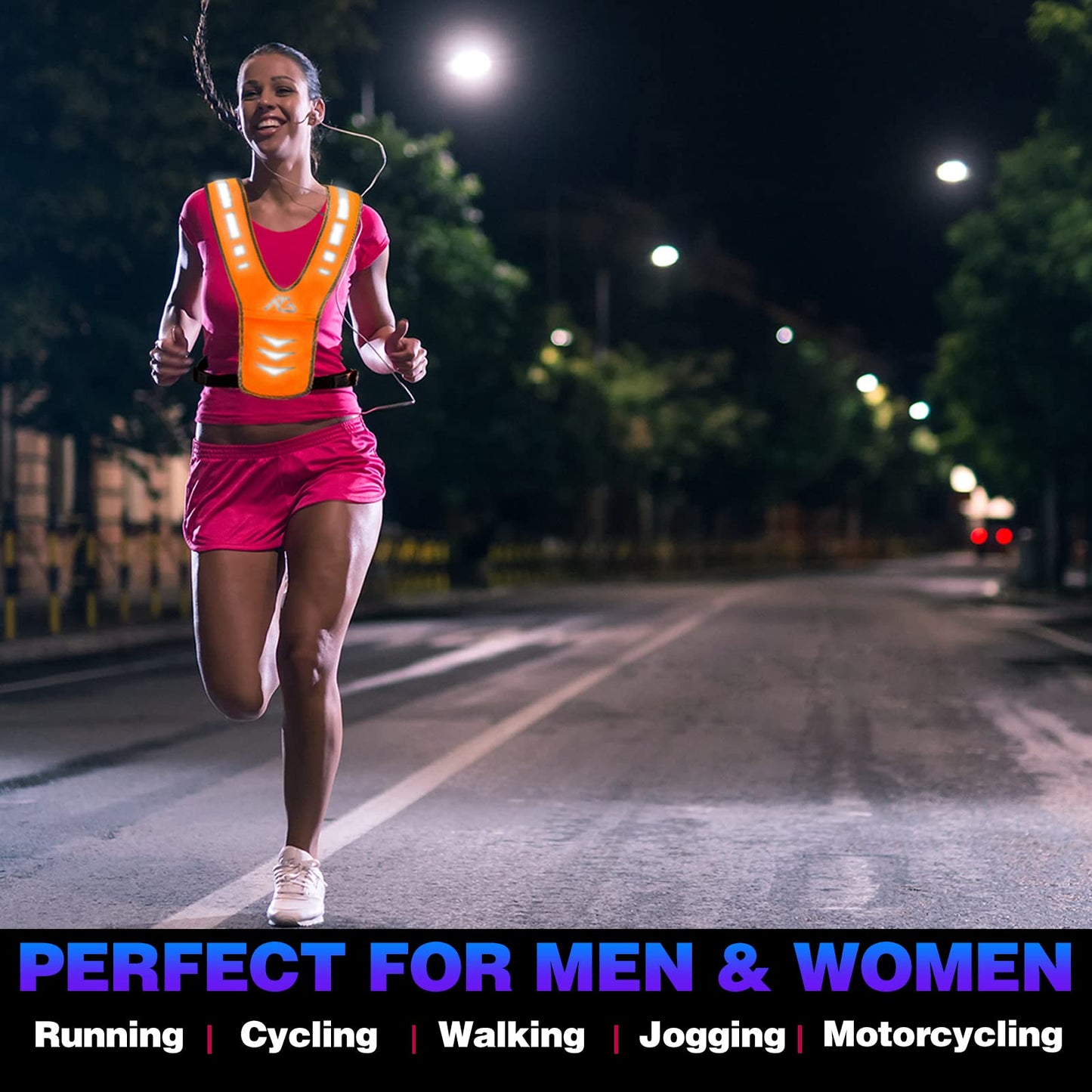 GoxRunx Reflective Running Vest Gear for Women Men Kids, Safety Reflective Vest for Night Cycling Walking Bicycle (Orange)