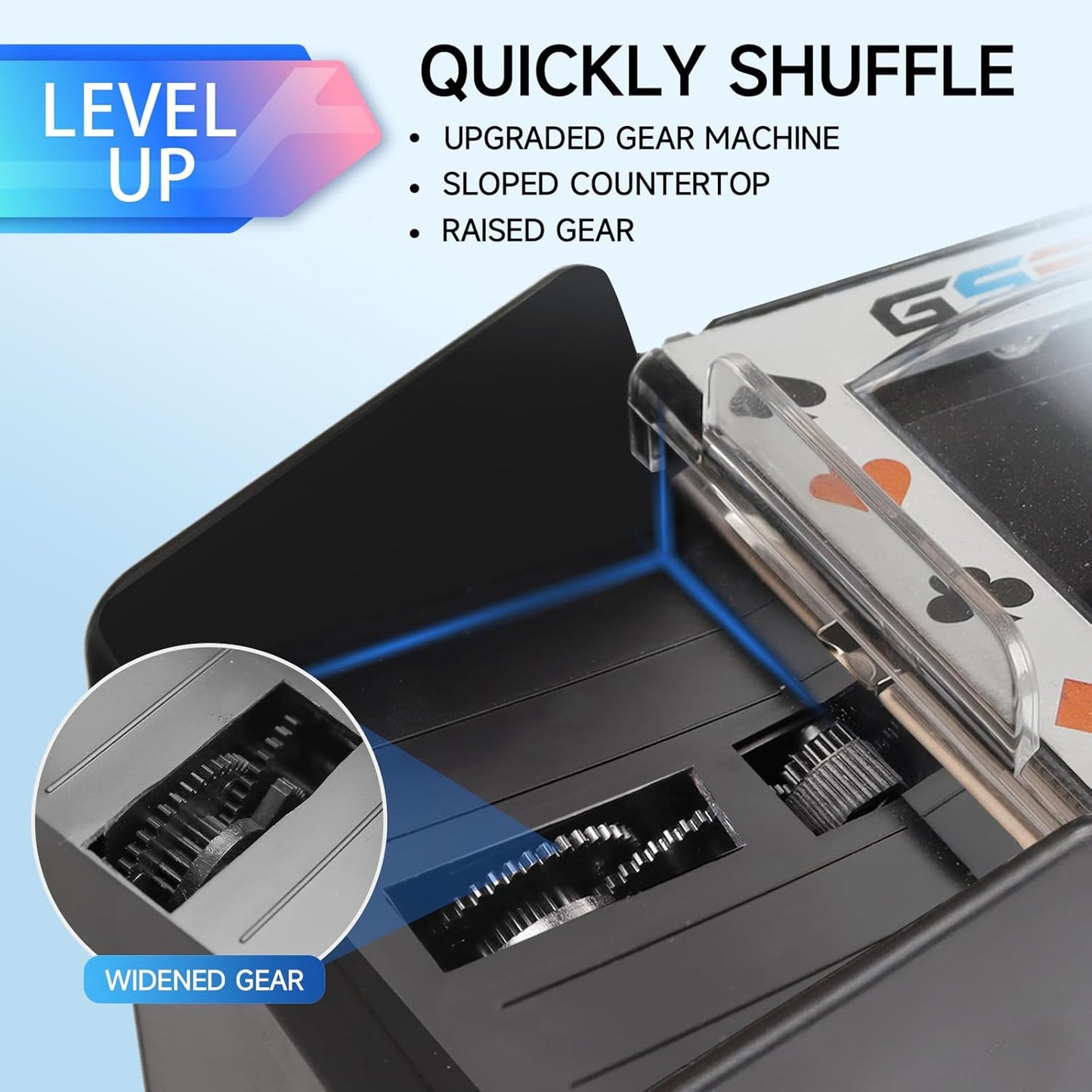 GSE Games & Sports Expert 4-Deck Automatic Card Shuffler, Battery-Operated Shuffler Machines for Playing Cards, Blackjack, Texas Hold'em, Canasta, Bridge, UNO Card Games