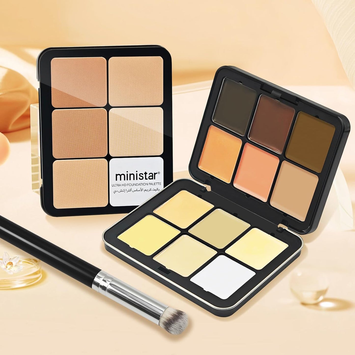 12 Colors Cream [Contour+Concealer] Makeup Palette for Cheeks - Multi-functional Makeup Palette with Brush, Natural Matte Long Wearing, Waterproof Blendable Face Makeup Palette (#03)