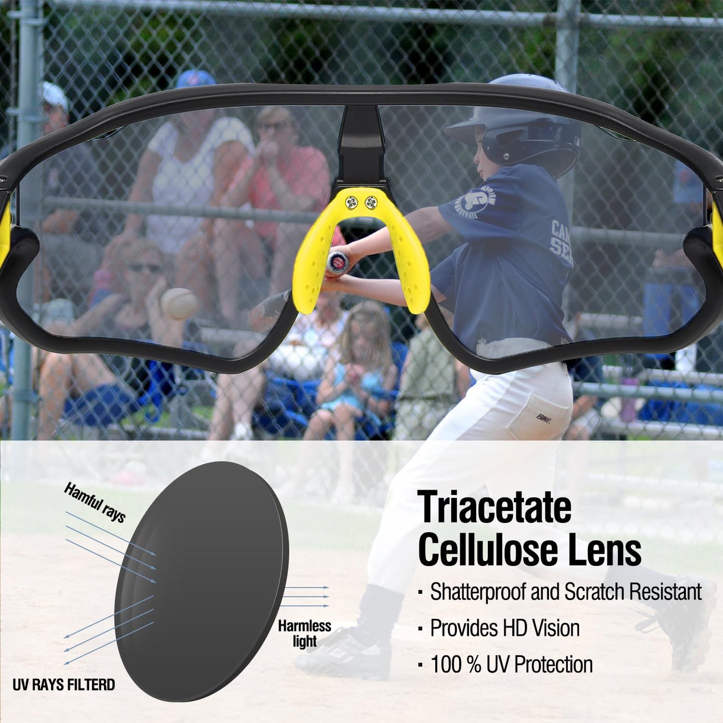 DUCO Kids Sunglasses Youth Baseball Sun Glasses Lightweight TR90 Frame UV400 Sports Cycling Shades for Boys Girls DK268