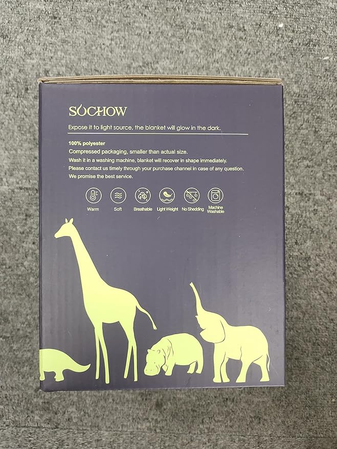 SOCHOW Butterfly Glow in The Dark Blanket for Daughters, Toys for 3-10 Year Old Birthday Presents, Soft Cozy Flannel Throw Blanket for Preteens Teens, Purple 50 x 60 Inches