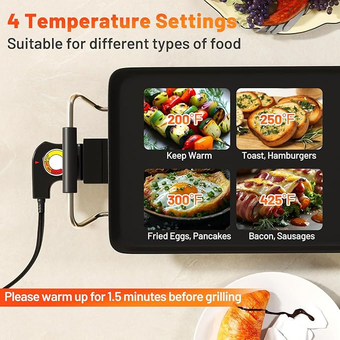 Costzon 35.5" Electric Griddle, 1400W Nonstick Extra Large Griddle, Long Table Top Grill w/5-Level Temp & Drip Tray, Indoor Outdoor Cooking Plates Teppanyaki Grill for Pancake, BBQ, Camping Gatherings