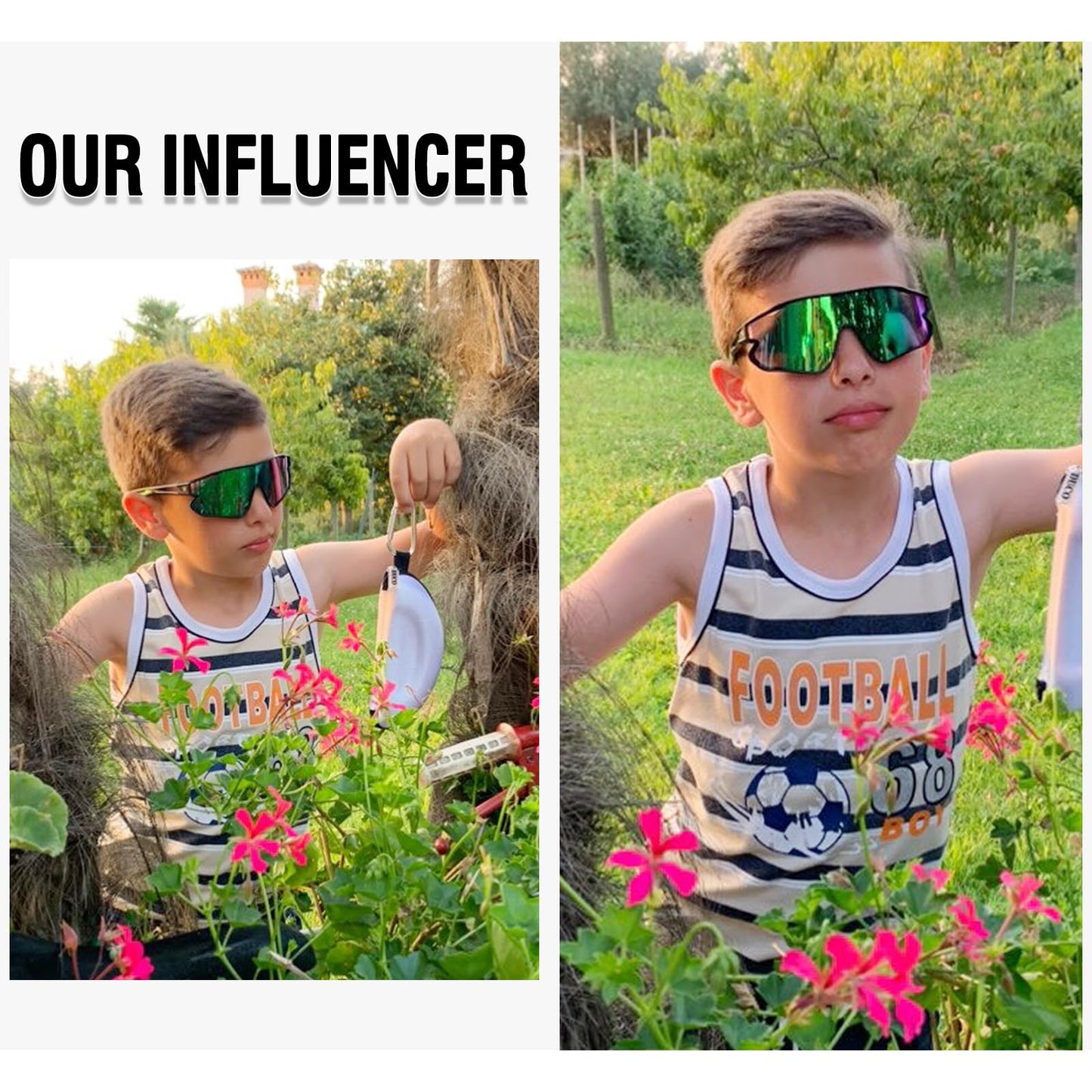 DUCO Kids Sunglasses Youth Baseball Sun Glasses Lightweight TR90 Frame UV400 Sports Cycling Shades for Boys Girls DK268