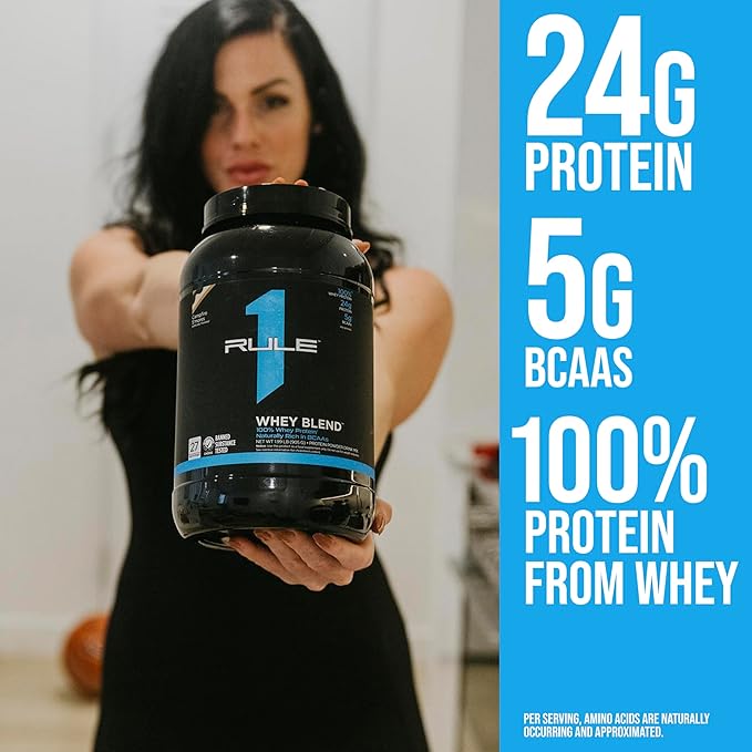 Rule One Proteins, R1 Whey Blend- Frozen Banana, 24g Fast-Acting Whey Protein Concentrates, Isolates, and Hydrolysates Per Serving, with Naturally Occurring EAAs and BCAAs, 5lbs