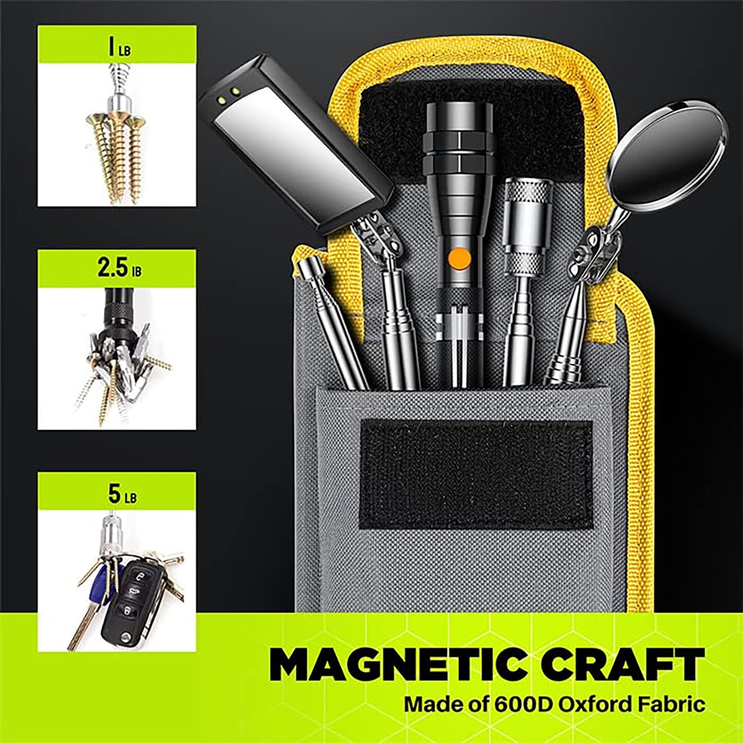 Telescoping Magnetic Pickup Tool Set, Inspection Mirror Telescoping, LED Flashlight, Cool Gadgets for Men, Gifts for Dad, Husband, Kids, Boyfriend, Magnet Stick