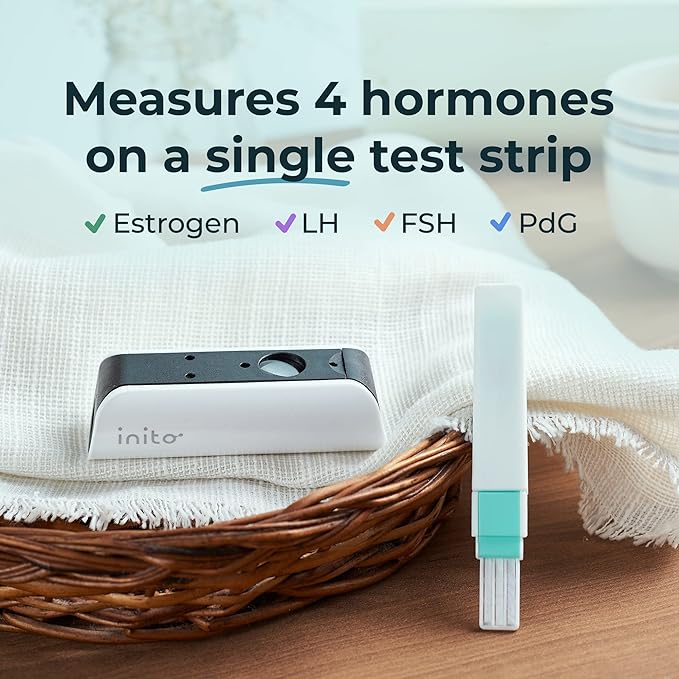 Inito Fertility Monitor & Hormone Tracker for Women | Estrogen, LH, PdG (Urine Metabolite of progesterone), FSH | Track and Confirm Ovulation | Includes 15 Test Strips (iPhone 12 Mini)