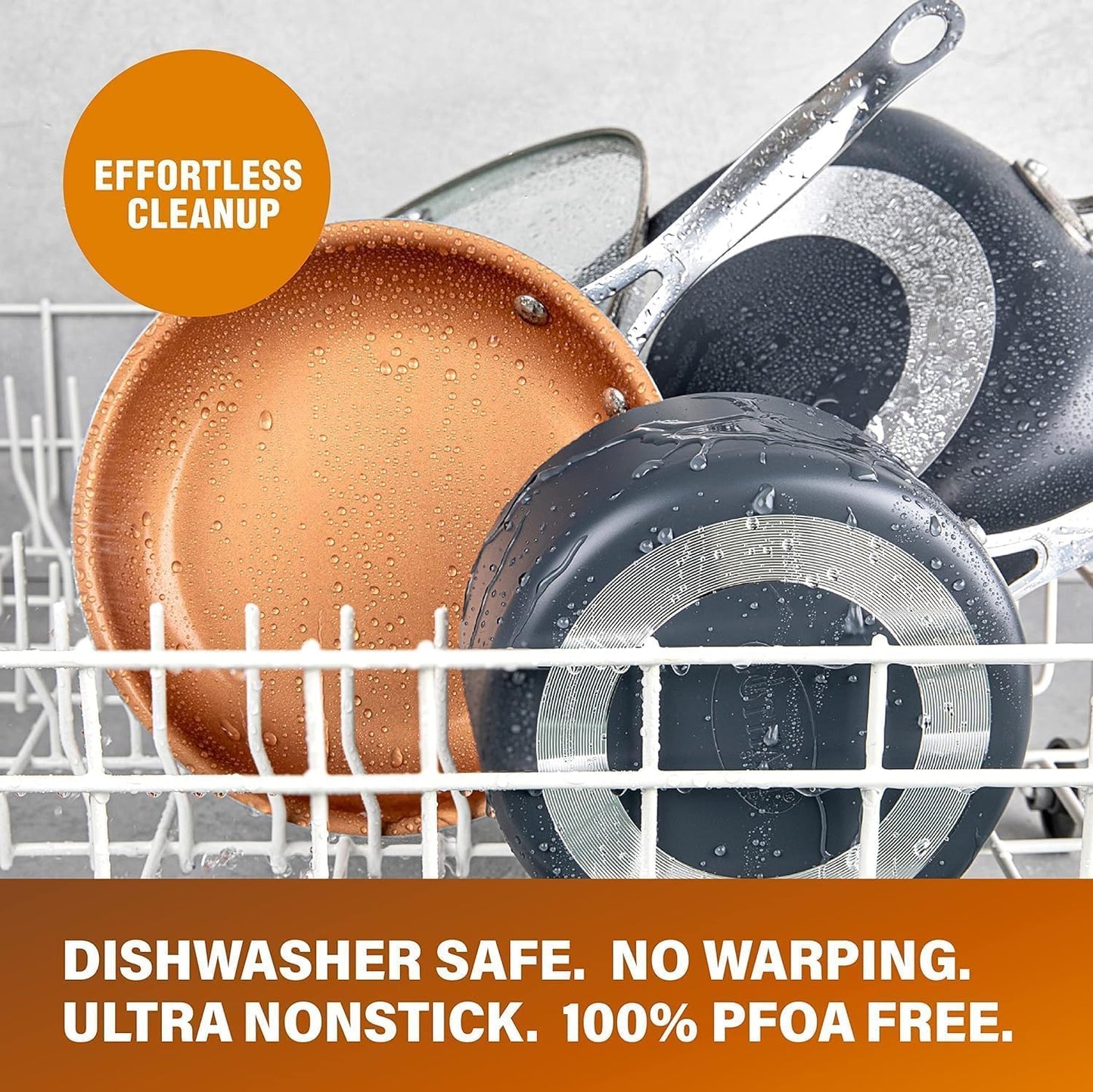 GOTHAM STEEL 14 Pc Ceramic Cookware Set Nonstick, Copper Pots and Pans Set Non Stick for Kitchen, Anodized Induction Pots and Pans for Cooking, Non Toxic Cookware Sets, Oven & Dishwasher Safe