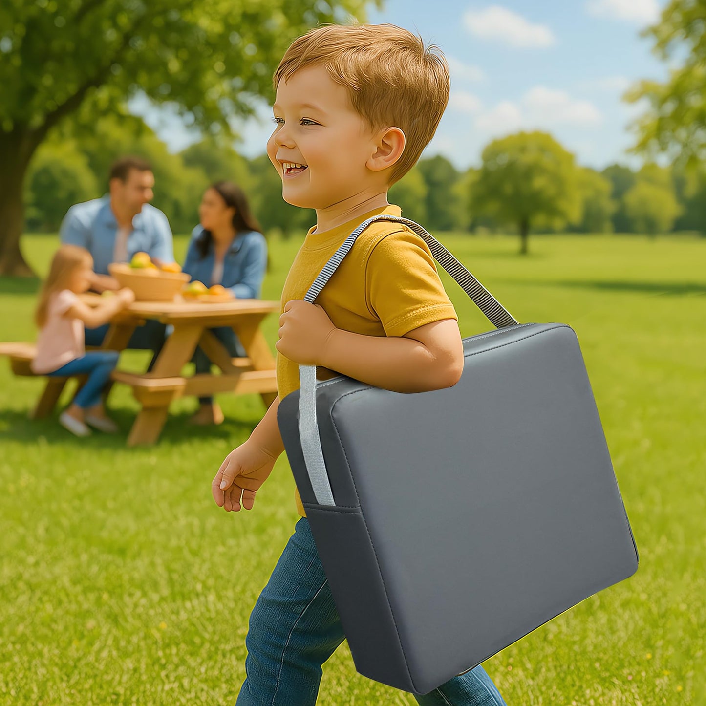Eiury Booster Seat for Dining Table, PU Anti-Scratch Easy Cleaning Kids Toddler Booster Seat for Table, Portable Increasing Booster Cushion with Non-Slip Bottom and Adjustable Elasticity Straps