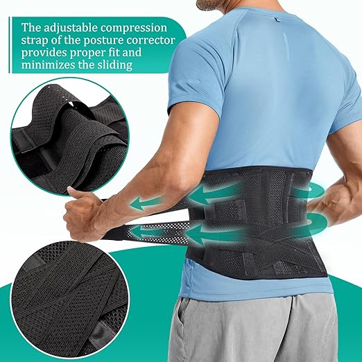 Adjustable Back Brace for Lower Back Pain & Sciatica Relief - Unisex Lumbar Support Belt for Herniated Disc, Posture Correction, Breathable Design for Work, Sports (B92,XX-Large)
