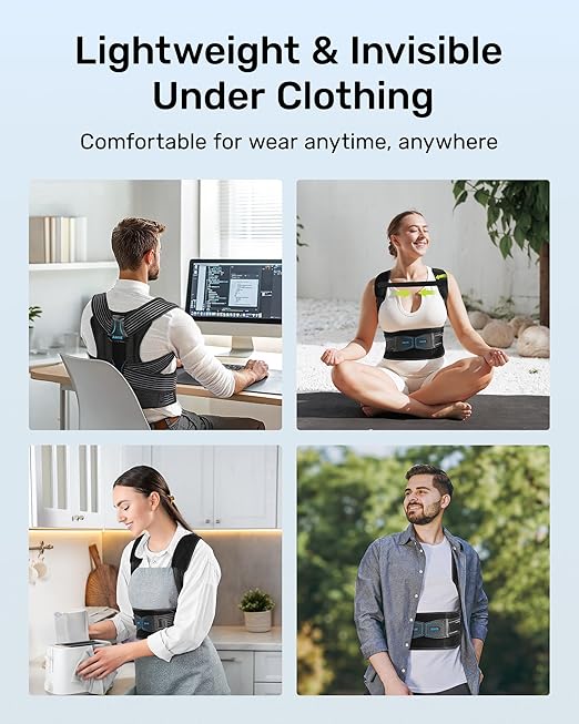 Posture Corrector for Women and Men, Upgraded Back Brace with Enhanced Support, Shoulder Straightener with Cushioned Shoulder Pads & Underarm Pain Relief Strap, Size S (Upper Waist: 29.5"-35.4")
