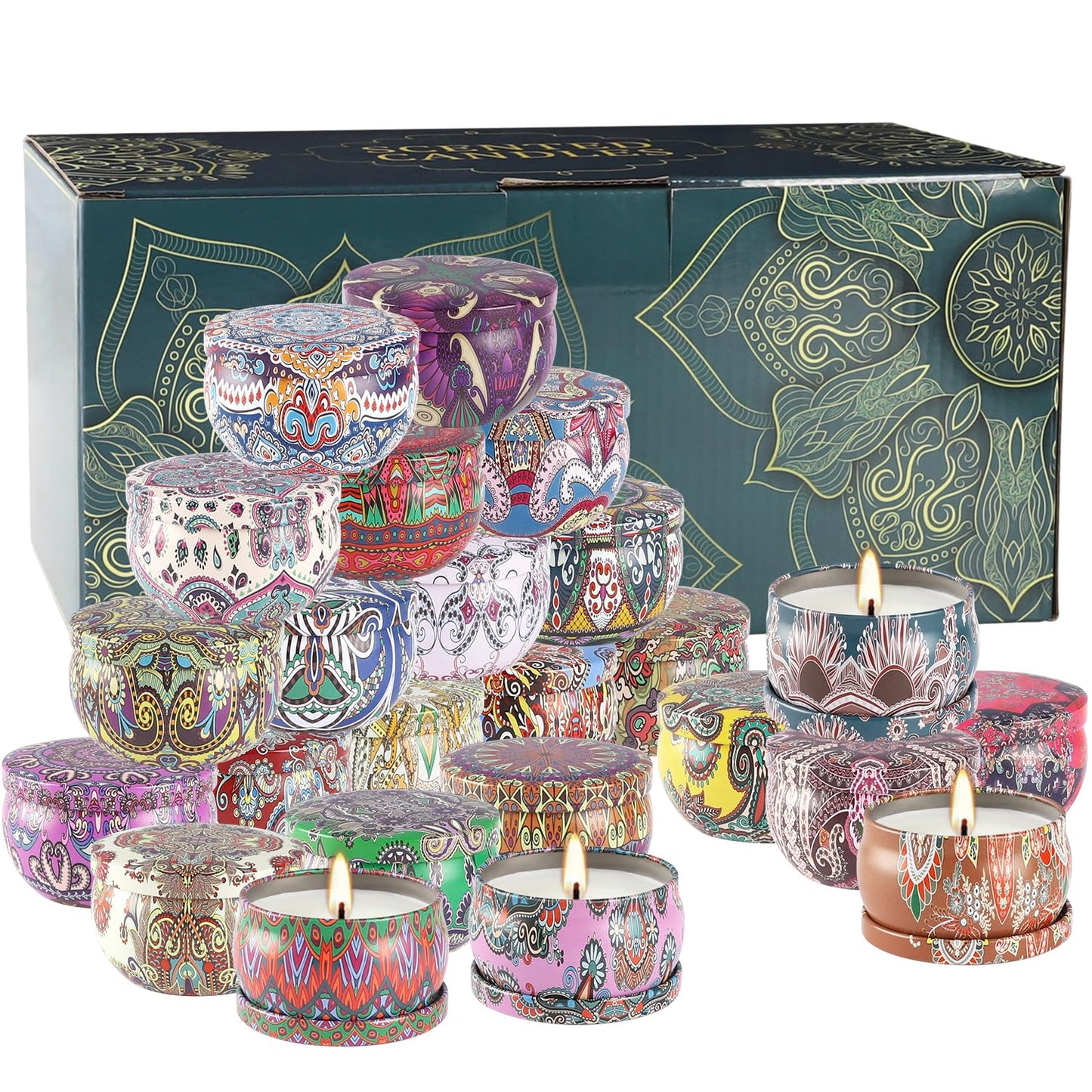 24 Scented Candles Set - Natural Soy Wax and Fragrance - 2.5 Oz Jar Candle Gifts Set for Home Decor Bath Relaxing
