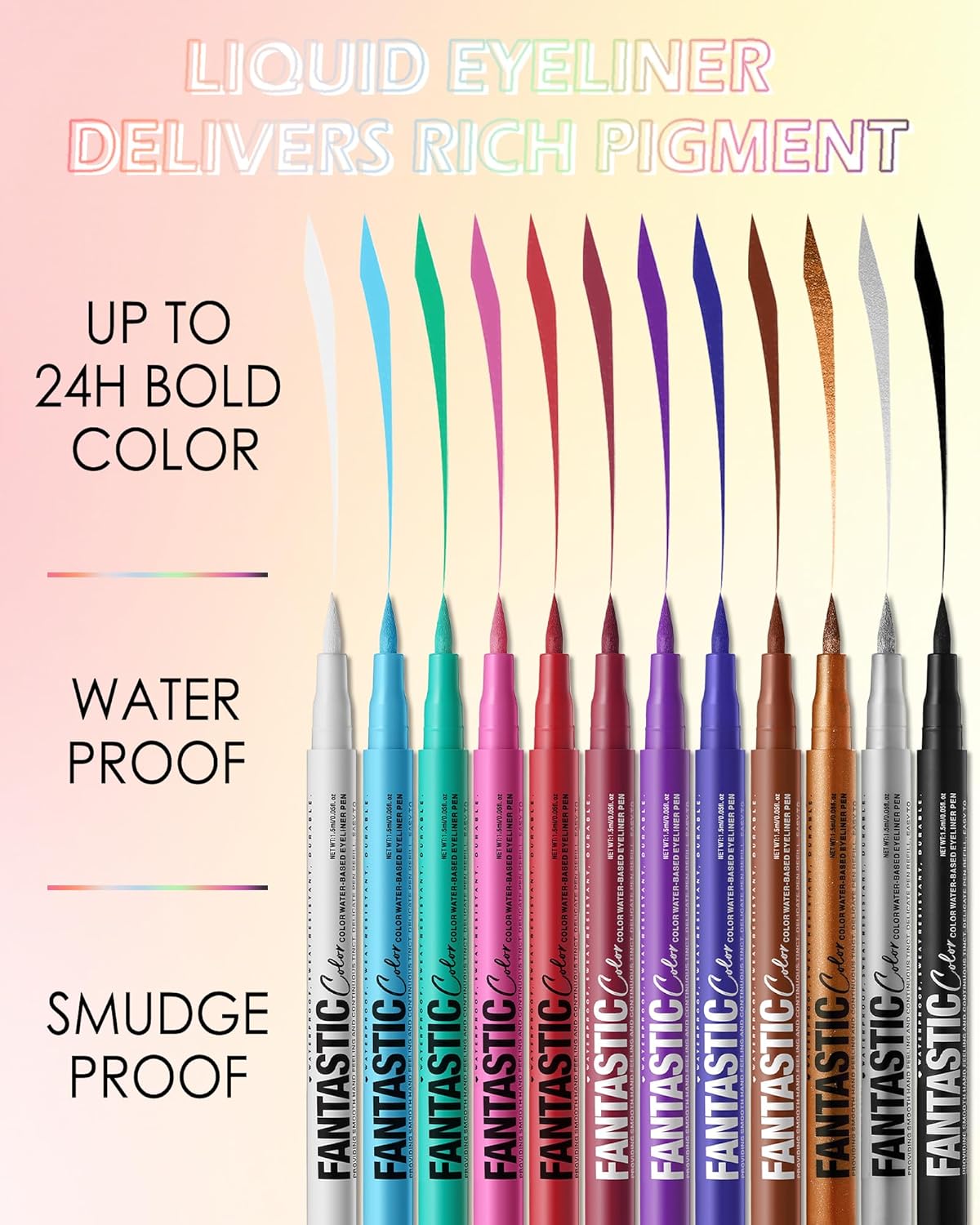 Red Matte Liquid Eyeliner Pencil, Colorful High Pigmented Waterline Eye liner Waterproof Pen, Bright Colored Smudgeproof Long Lasting Eyeliner Pen Christmas Party Festival Makeup Gift for Women-05