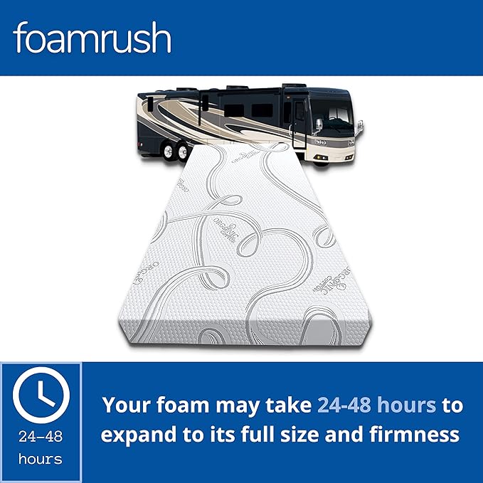 FoamRush 6-Inch Bunk (30" x 80") Mattress Gel Memory Foam RV Mattress Replacement with Cotton Cover, Medium Firm, Comfort, Pressure Relief, Made in USA, Travel Camper Trailer Truck