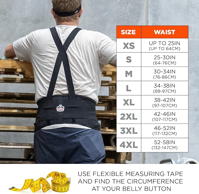 Ergodyne ProFlex 1650 Back Support Belt, 7.5" Elastic, Adjustable, Removeable Straps