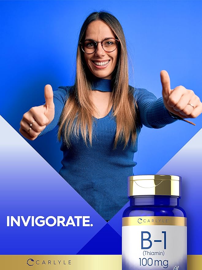 Carlyle B1 Vitamin 100mg | 300 Tablets | Supplement for Women & Men | as Thiamin HCl | Vegan, Non-GMO & Gluten Free