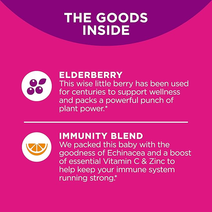 OLLY Laser Focus Ginseng Alpha GPC B Vitamins 36 Count & Active Immunity Elderberry 45 Gummies