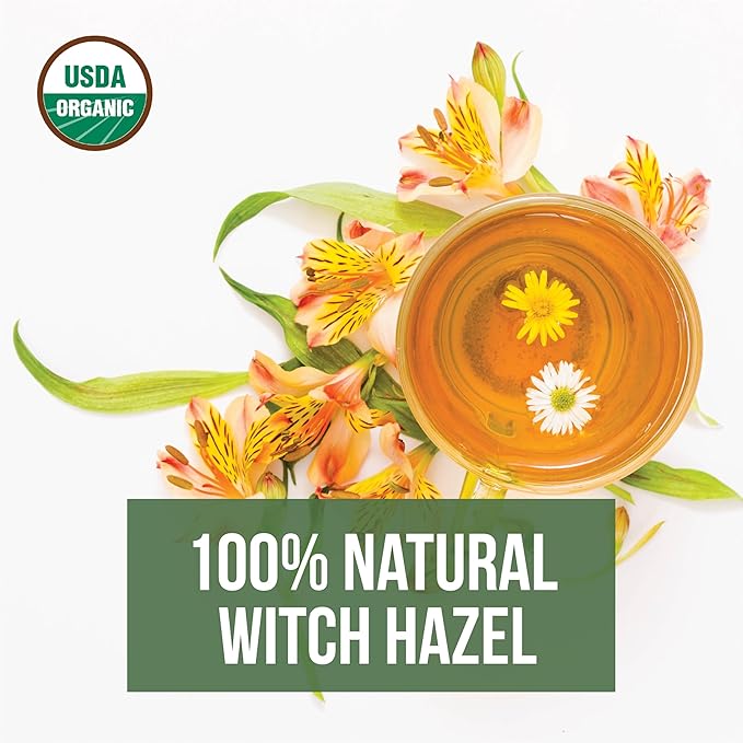 Organic Witch Hazel – 100% Pure Natural USP Astringent with 14% Alcohol | Hamamelis Virginiana Extract for Face, Skin, Hair & Wellness | Bulk & Gallon Options | 8 fl oz