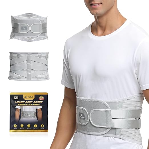Lumbar Support, Lower Back Brace Support for Lower Back Pain Relief, Scoliosis, Herniated Disc, Sciatica - Adjustable, Removable Metal Plate, Machine Washable - Men and Women (X-Large)