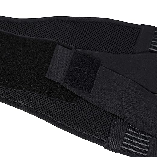 NeoTech Care Adjustable Compression Wide Back Brace Lumbar Support Belt (Charcoal, Size L)