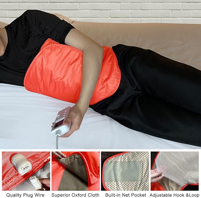 Electric Heating Massager Belt with Hot Compress Vibration,Massage for Abdominal Back Lumbar Stomach Pain Relief,Waist Trimmer Fitness Home Exercise, Fitness Equipment for Abdom,Ab Machine