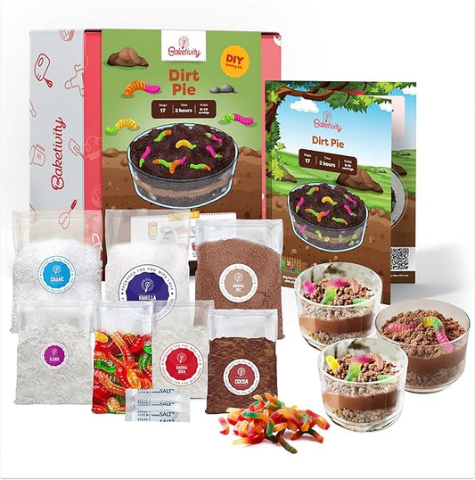 BAKETIVITY Dirt Pie Kids Baking Kit | Delicious Chocolate Cake Kids Baking Set for Girls & Boys | Baking Set for Kids with Pre-Measured Ingredients | Perfect Family Gifts for Cooking Lovers Ages 6-12