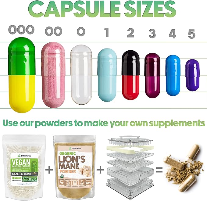 XPRS Nutra Size 1 Empty Capsules - 500 Count Empty Gelatin Capsules - Pill DIY Capsule Filling - Pure Bovine Pill Gel Caps for Do-It-Yourself Supplements (Orange)
