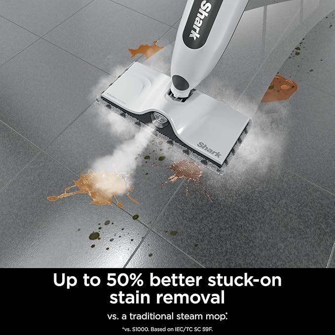 Shark SteamSpot Steam Mop with Steam Blaster Technology, 3 Steam Modes, 2 Washable Pads, XL Removable Water Tank, Lightweight, Steam Cleaner for sealed Hard Floors, Hardwood, Tile, Laminate, S2001