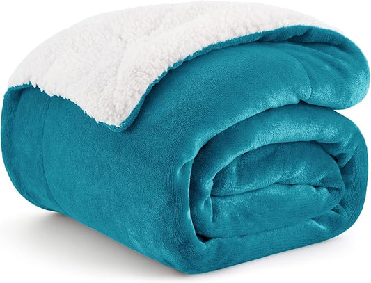 Bedsure Sherpa Fleece Throw Blanket for Couch - Thick and Warm, Soft Fuzzy Plush Throw Blanket for Winter, Teal, 50x60 Inches