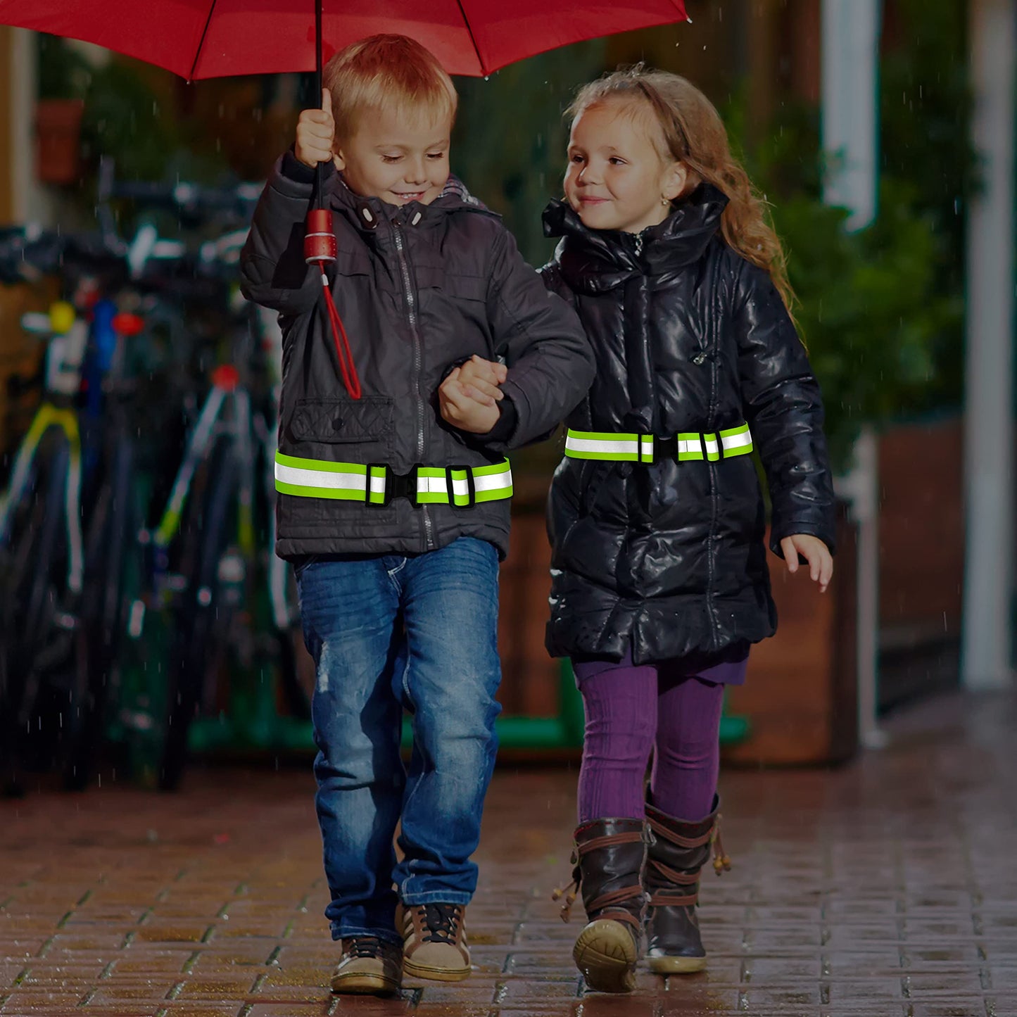 HiVisible 10 Reflective Belt for Running Army PT Belt Reflective Running Gear (10 x Green Belt)